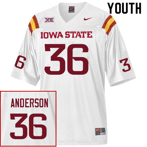 Youth #36 Zack Anderson Iowa State Cyclones College Football Jerseys Sale-White - Click Image to Close